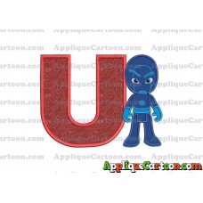 Night Ninja Pj Masks Applique 03 Embroidery Design With Alphabet U