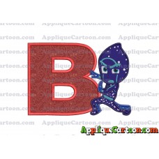 Night Ninja Pj Masks Applique Embroidery Design With Alphabet B