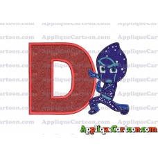 Night Ninja Pj Masks Applique Embroidery Design With Alphabet D