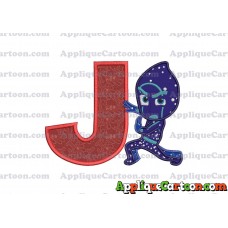 Night Ninja Pj Masks Applique Embroidery Design With Alphabet J