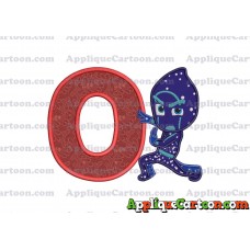Night Ninja Pj Masks Applique Embroidery Design With Alphabet O
