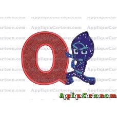 Night Ninja Pj Masks Applique Embroidery Design With Alphabet Q