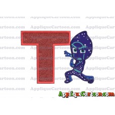 Night Ninja Pj Masks Applique Embroidery Design With Alphabet T