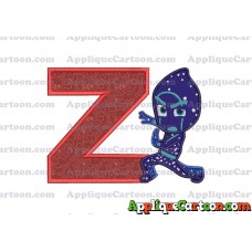 Night Ninja Pj Masks Applique Embroidery Design With Alphabet Z