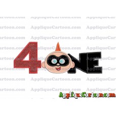 ONE Jack Jack Parr The Incredibles Applique Embroidery Design Birthday Number 4
