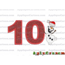 Olaf Frozen Applique 01 Embroidery Design Birthday Number 10