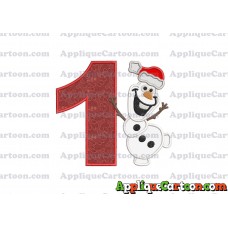 Olaf Frozen Applique 01 Embroidery Design Birthday Number 1