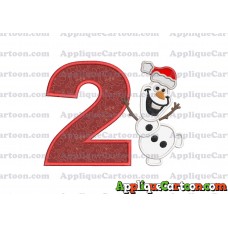 Olaf Frozen Applique 01 Embroidery Design Birthday Number 2