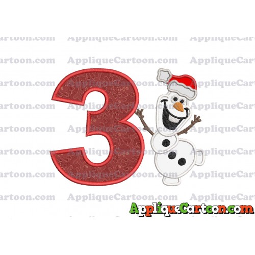 Olaf Frozen Applique 01 Embroidery Design Birthday Number 3