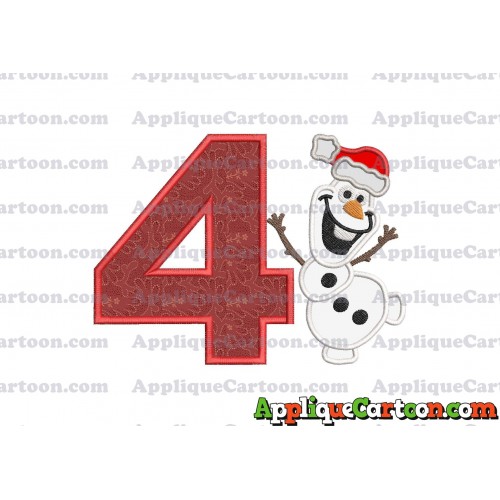 Olaf Frozen Applique 01 Embroidery Design Birthday Number 4