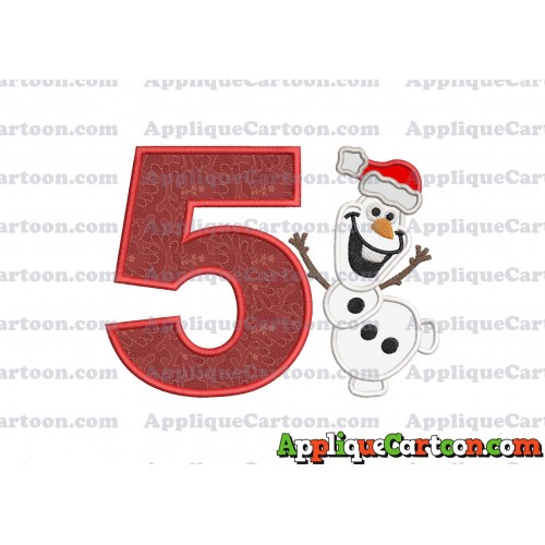 Olaf Frozen Applique 01 Embroidery Design Birthday Number 5