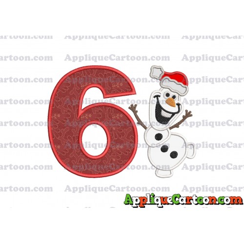 Olaf Frozen Applique 01 Embroidery Design Birthday Number 6