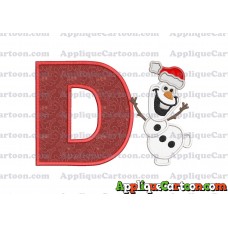 Olaf Frozen Applique 01 Embroidery Design With Alphabet D