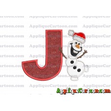 Olaf Frozen Applique 01 Embroidery Design With Alphabet J