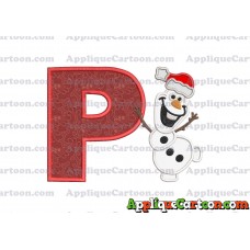 Olaf Frozen Applique 01 Embroidery Design With Alphabet P