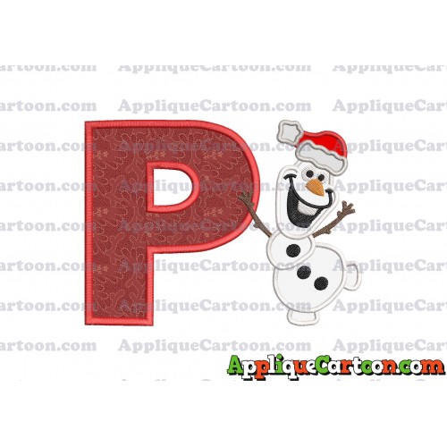 Olaf Frozen Applique 01 Embroidery Design With Alphabet P