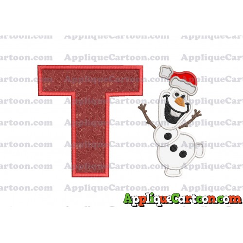 Olaf Frozen Applique 01 Embroidery Design With Alphabet T