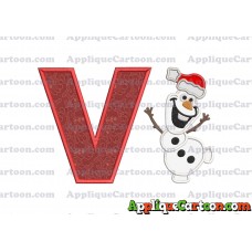 Olaf Frozen Applique 01 Embroidery Design With Alphabet V