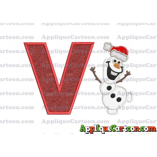 Olaf Frozen Applique 01 Embroidery Design With Alphabet V