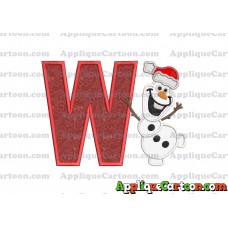 Olaf Frozen Applique 01 Embroidery Design With Alphabet W