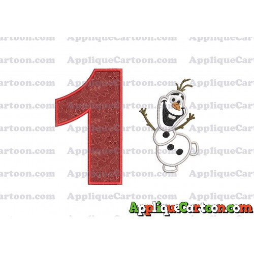 Olaf Frozen Applique Embroidery Design Birthday Number 1