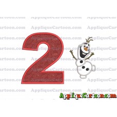 Olaf Frozen Applique Embroidery Design Birthday Number 2