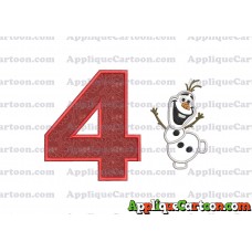 Olaf Frozen Applique Embroidery Design Birthday Number 4