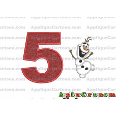 Olaf Frozen Applique Embroidery Design Birthday Number 5