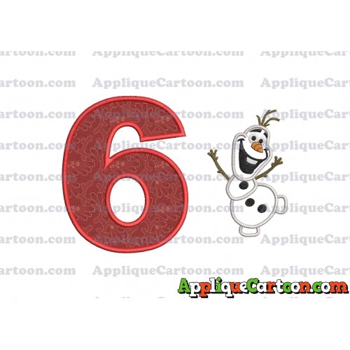 Olaf Frozen Applique Embroidery Design Birthday Number 6