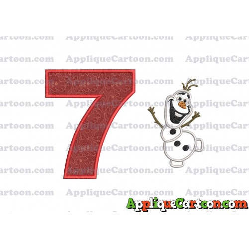 Olaf Frozen Applique Embroidery Design Birthday Number 7