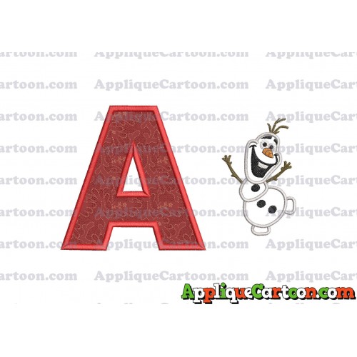 Olaf Frozen Applique Embroidery Design With Alphabet A