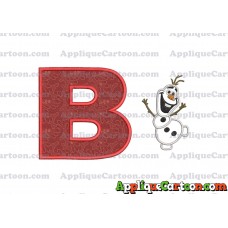 Olaf Frozen Applique Embroidery Design With Alphabet B