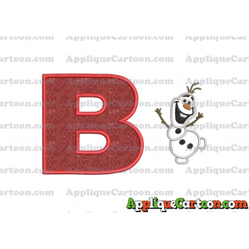 Olaf Frozen Applique Embroidery Design With Alphabet B