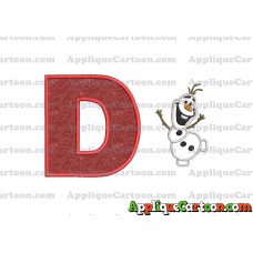 Olaf Frozen Applique Embroidery Design With Alphabet D