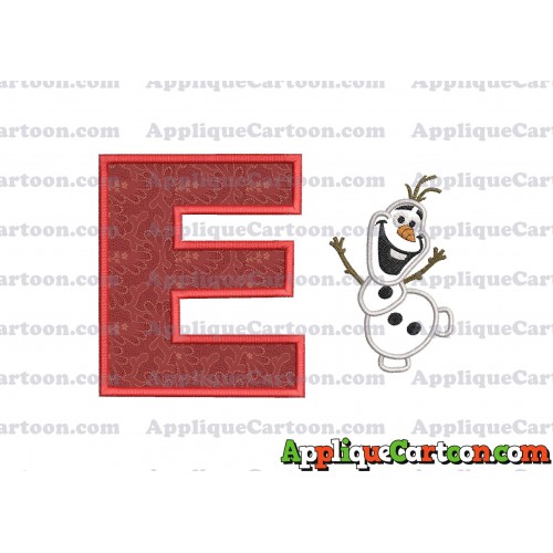 Olaf Frozen Applique Embroidery Design With Alphabet E