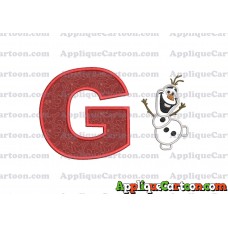 Olaf Frozen Applique Embroidery Design With Alphabet G
