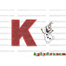 Olaf Frozen Applique Embroidery Design With Alphabet K