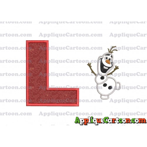 Olaf Frozen Applique Embroidery Design With Alphabet L