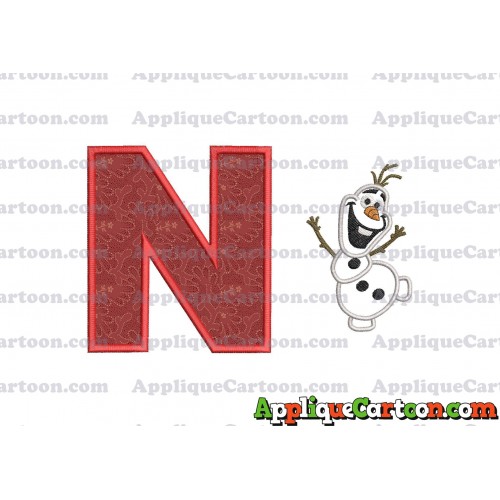 Olaf Frozen Applique Embroidery Design With Alphabet N