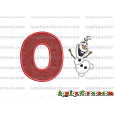 Olaf Frozen Applique Embroidery Design With Alphabet O