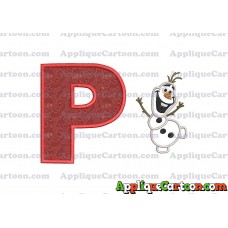Olaf Frozen Applique Embroidery Design With Alphabet P