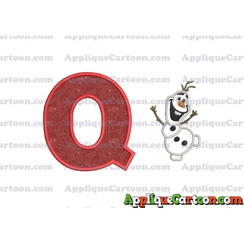 Olaf Frozen Applique Embroidery Design With Alphabet Q