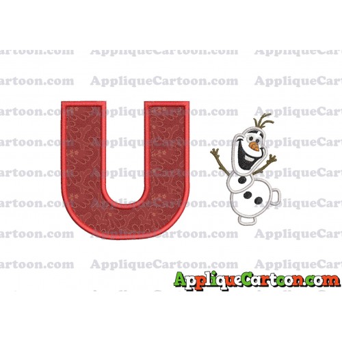 Olaf Frozen Applique Embroidery Design With Alphabet U