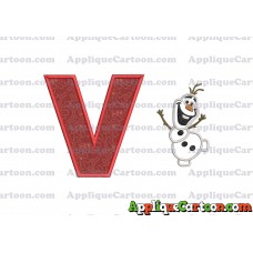 Olaf Frozen Applique Embroidery Design With Alphabet V