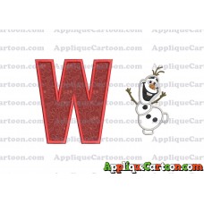 Olaf Frozen Applique Embroidery Design With Alphabet W