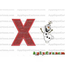 Olaf Frozen Applique Embroidery Design With Alphabet X