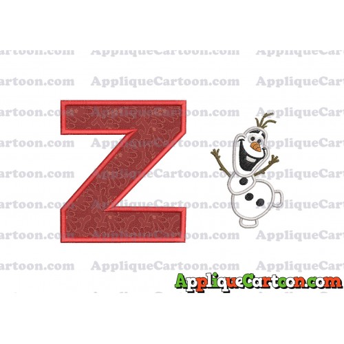 Olaf Frozen Applique Embroidery Design With Alphabet Z