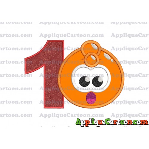 Orange Jelly Applique Embroidery Design Birthday Number 1