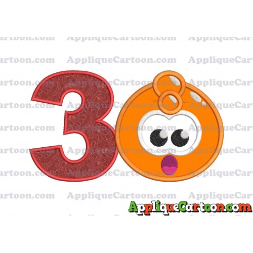 Orange Jelly Applique Embroidery Design Birthday Number 3