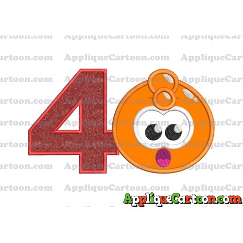 Orange Jelly Applique Embroidery Design Birthday Number 4